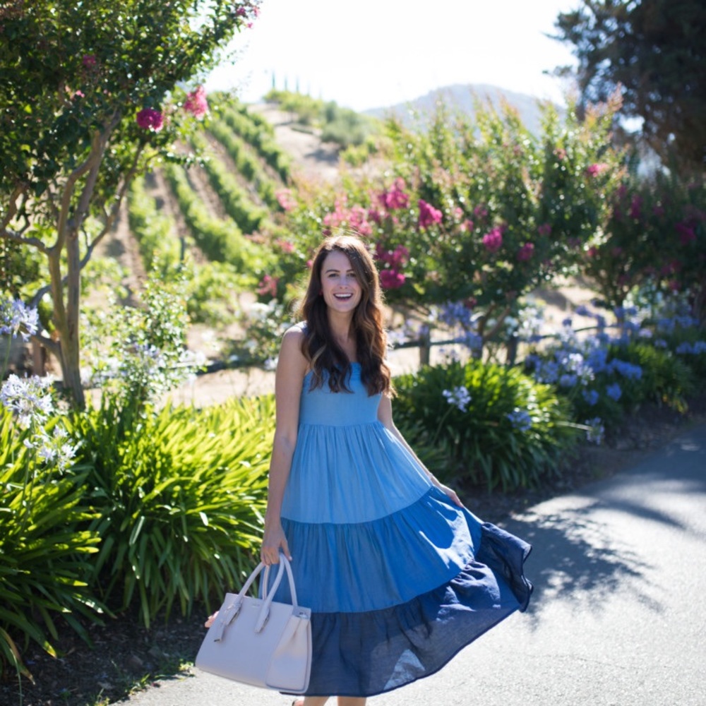 Kate Spade Blue Maxi Ruffle Dress - Picture 4 of 6